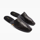 Women’s Crocodile Embossed Leather Foldable Slippers