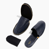 Women’s Crocodile Embossed Leather Foldable Slippers