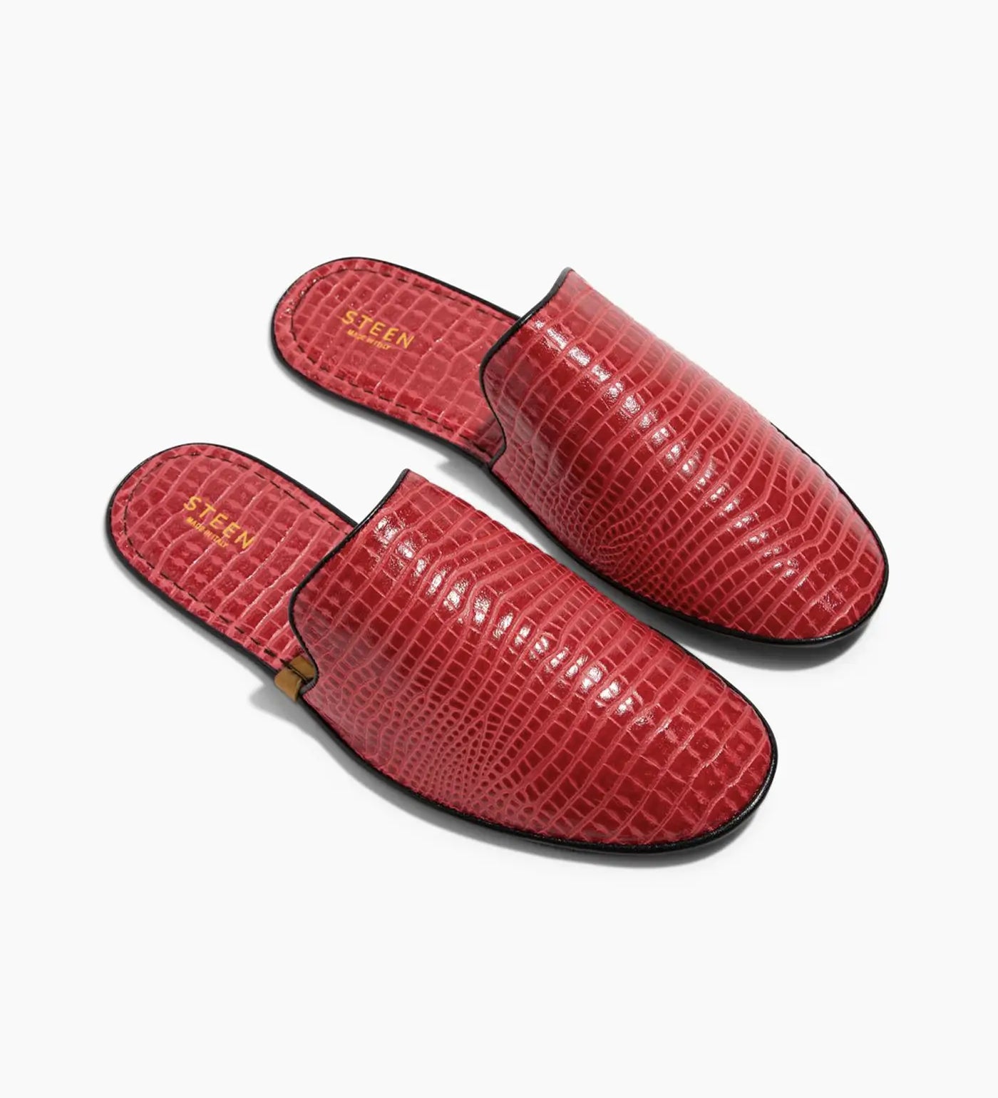 Women’s Crocodile Embossed Leather Foldable Slippers